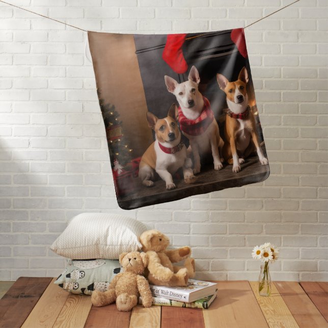 Basenji by the Fireplace Christmas Baby Blanket (In Situ)