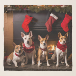 Basenji by the Fireplace Christmas Scarf