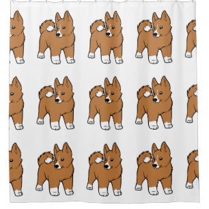 basenji cartoon shower curtain
