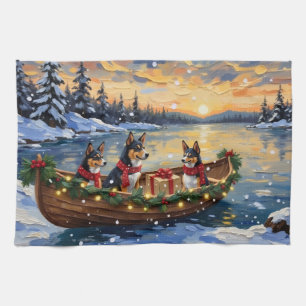 Basenji Christmas Boat Holiday Kitchen Towel