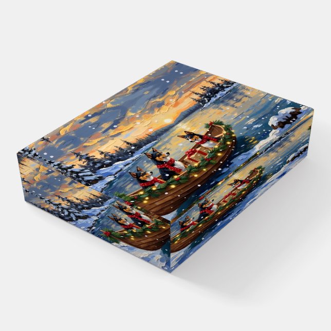 Basenji Christmas Boat Holiday Paperweight (Angled)