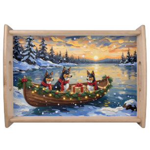 Basenji Christmas Boat Holiday Serving Tray