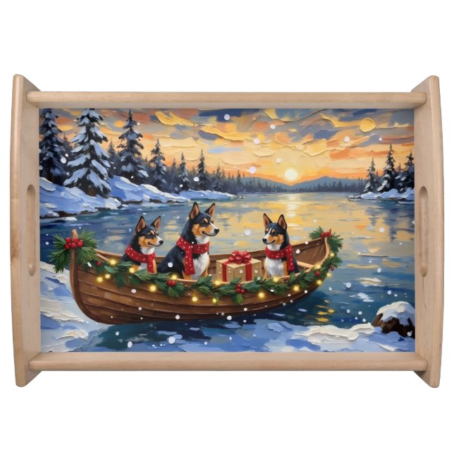 Basenji Christmas Boat Holiday Serving Tray (Front)