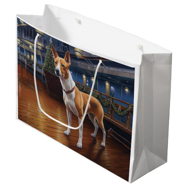 Basenji Christmas Cruise: Pawsome Holiday Delight  Large Gift Bag (Front Angled)