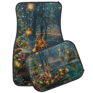 Basenji Christmas Festive Voyage Car Floor Mat