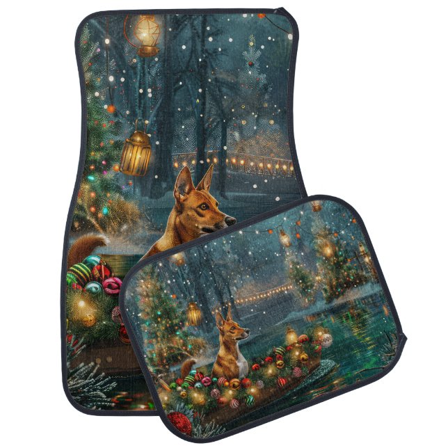 Basenji Christmas Festive Voyage Car Floor Mat (Set)