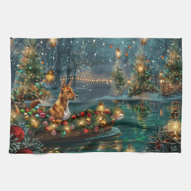 Basenji Christmas Festive Voyage Kitchen Towel (Horizontal)