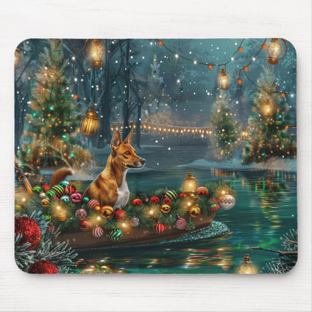Basenji Christmas Festive Voyage Mouse Pad (Front)