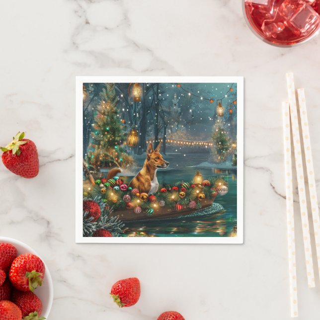 Basenji Christmas Festive Voyage Napkins (Insitu)