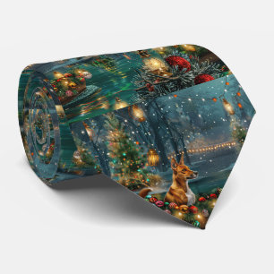 Basenji Christmas Festive Voyage Neck Tie