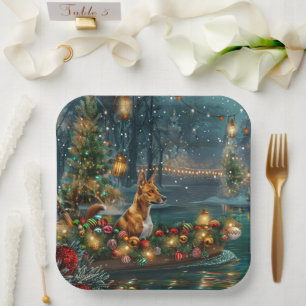 Basenji Christmas Festive Voyage Paper Plates
