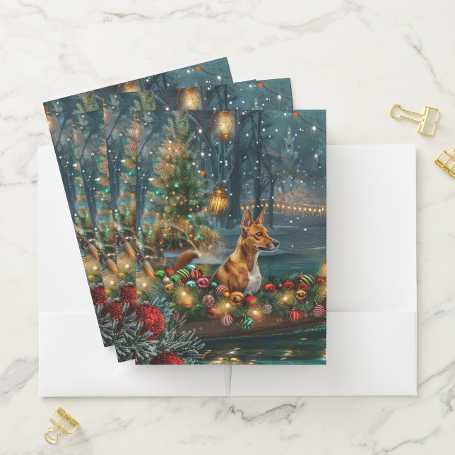 Basenji Christmas Festive Voyage Pocket Folder (In Situ)