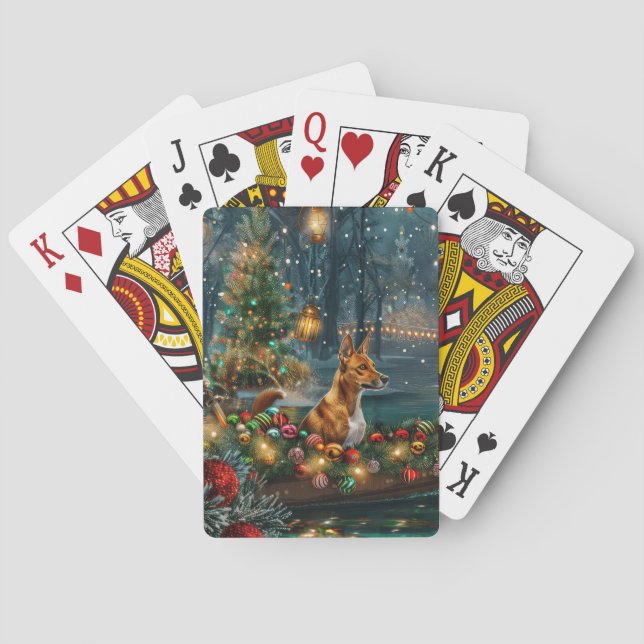Basenji Christmas Festive Voyage Poker Cards (Back)