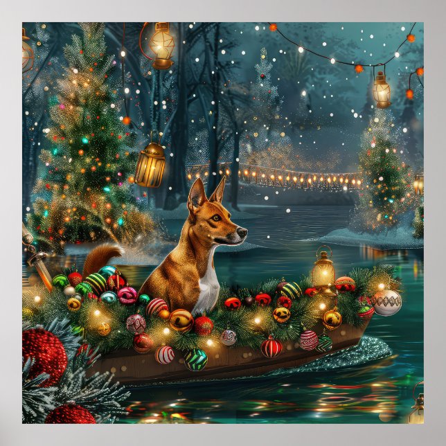 Basenji Christmas Festive Voyage Poster (Front)