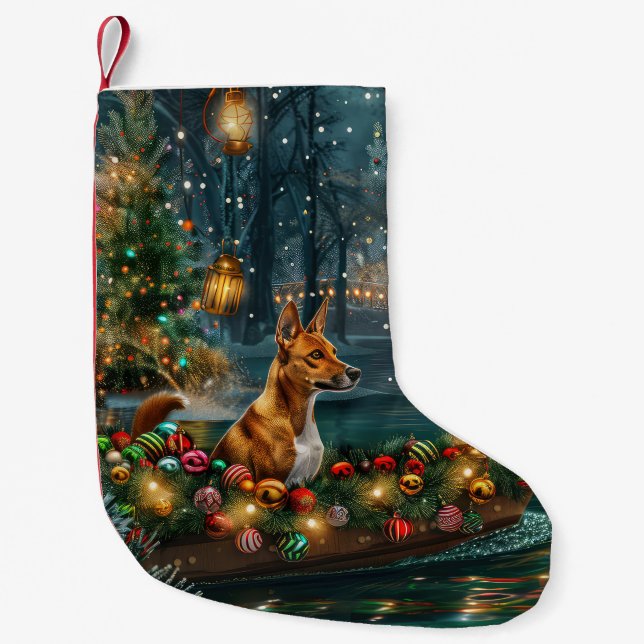 Basenji Christmas Festive Voyage Small Christmas Stocking (Front)