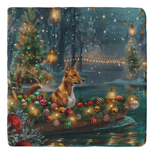 Basenji Christmas Festive Voyage Trivet (Front)