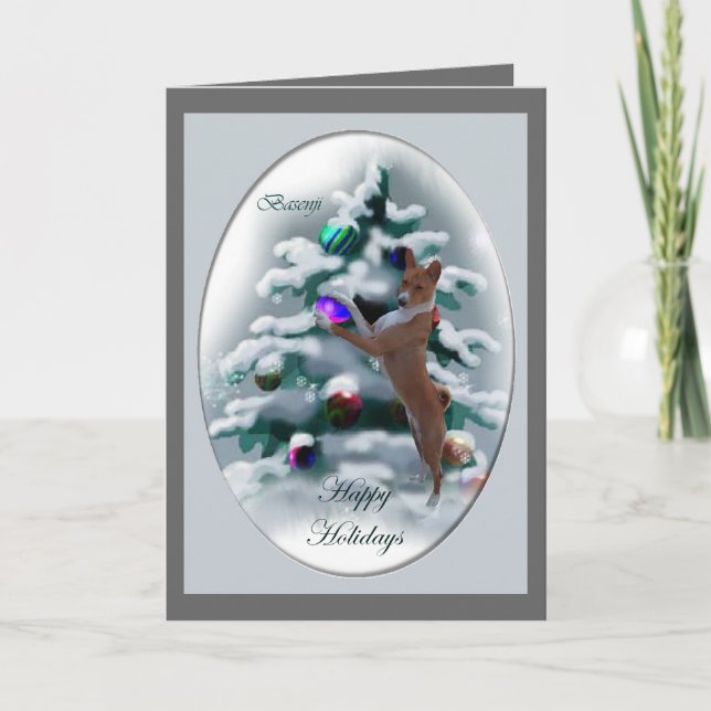 Basenji Christmas Gifts Holiday Card (Front)