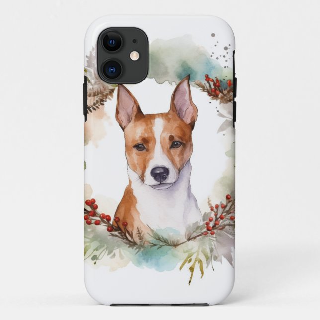 Basenji Christmas Wreath Festive Pup Case-Mate iPhone Case (Back)