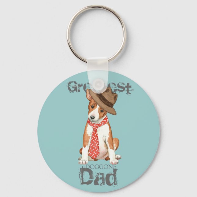 Basenji Dad Keychain (Front)