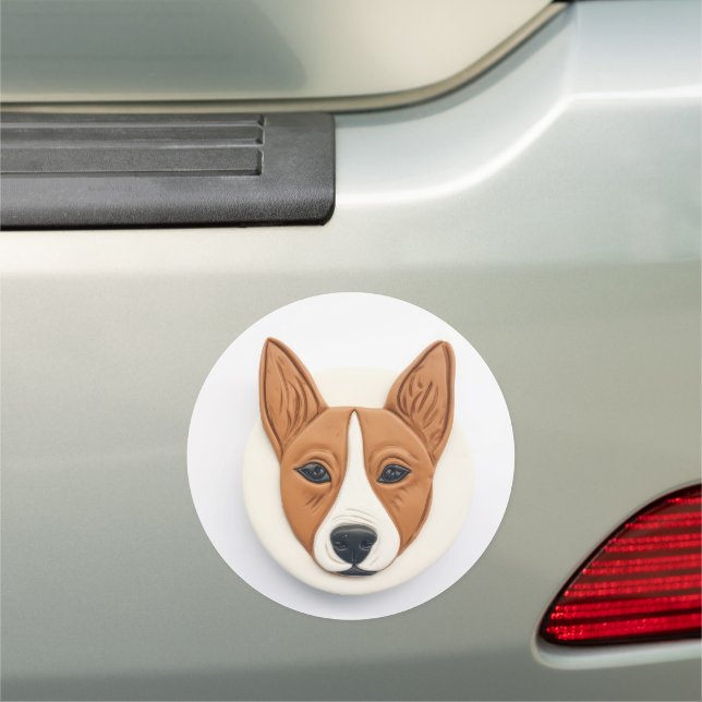 Basenji Dog 3D Inspired Car Magnet (In Situ)