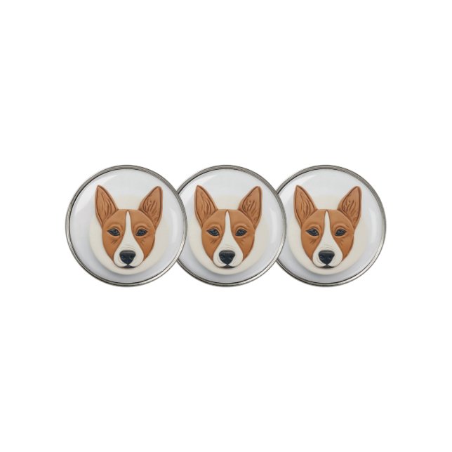 Basenji Dog 3D Inspired Golf Ball Marker (3 Up)