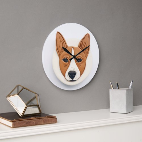 Basenji Dog 3D Inspired Large Clock
