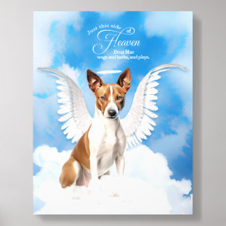 Basenji Dog Angel Wings Name Memorial Acrylic Photo Tile