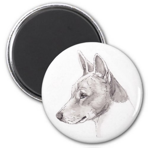 Basenji Dog Art Drawing Round Magnet