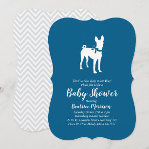 Basenji Dog Baby Shower Boy Blue Invitation