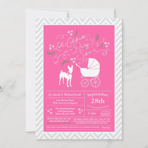 Basenji Dog Baby Shower Girl Pink Invitation