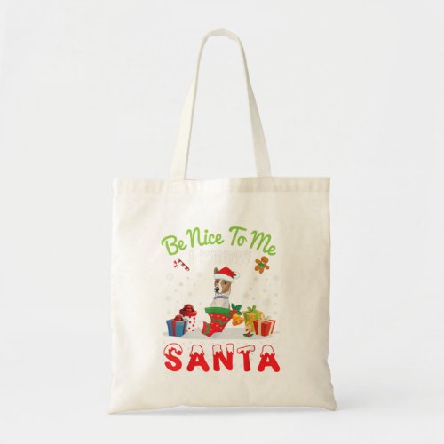 Basenji Dog Be Nice To Me I Know Santa Tote Bag