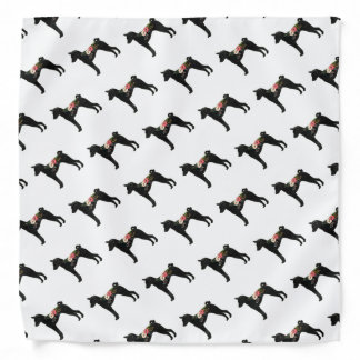 Basenji Dog Breed Boho Floral Silhouette Bandana