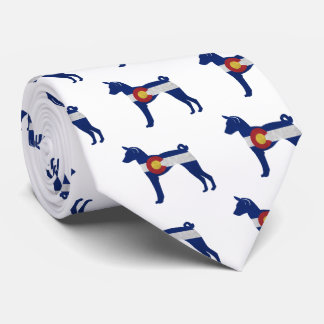 Basenji Dog Breed Colorado Flag Silhouette Neck Tie