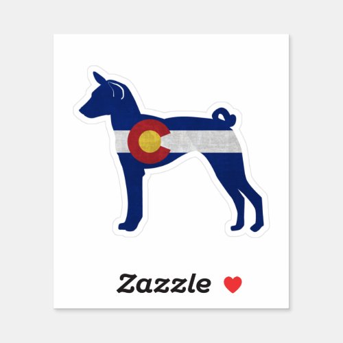 Basenji Dog Breed Colorado Flag Silhouette Sticker