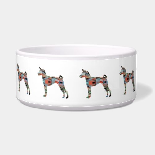 Basenji Dog Breed Geo Silhouette Plaid Bowl