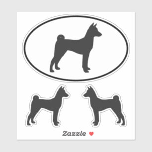 Basenji Dog Breed Silhouette Vinyl Sticker Set