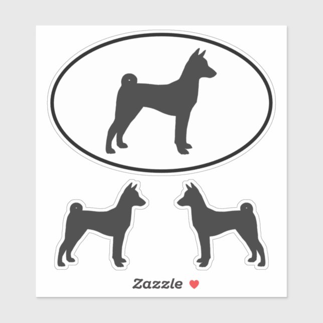 Basenji Dog Breed Silhouette Vinyl Sticker Set (Sheet)