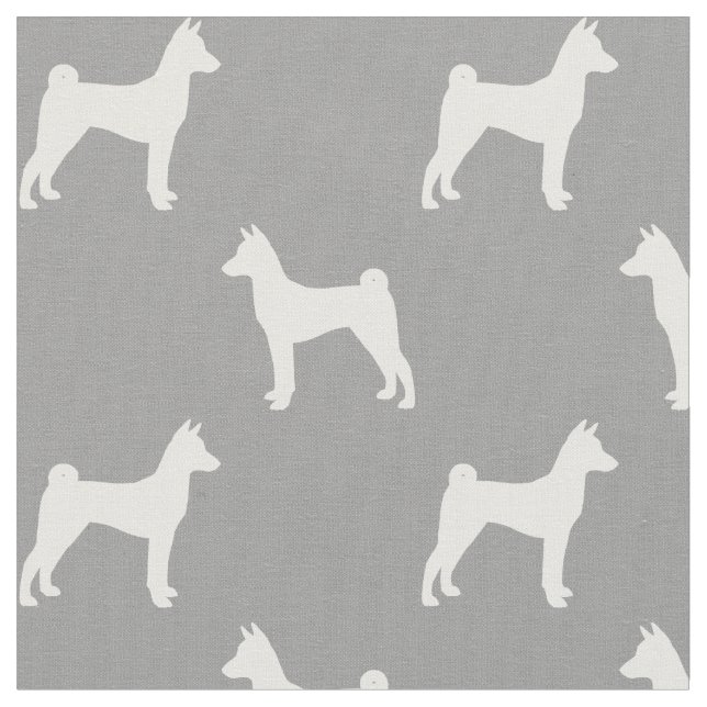 Basenji Dog Breed Silhouettes Patterned Fabric (Close Up)