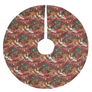 Basenji Dog Christmas Festive Brushed Polyester Tree Skirt