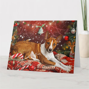 Basenji Dog Christmas Festive Card