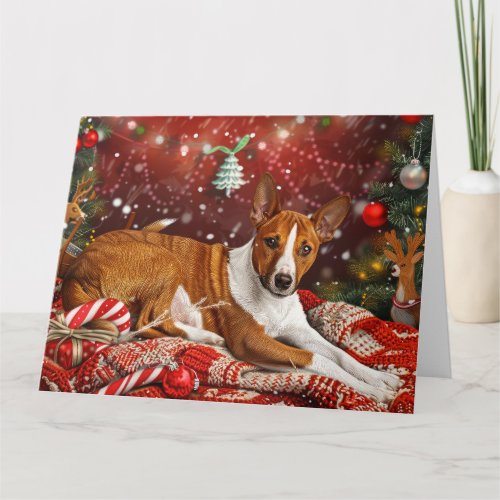 Basenji Dog Christmas Festive  Card