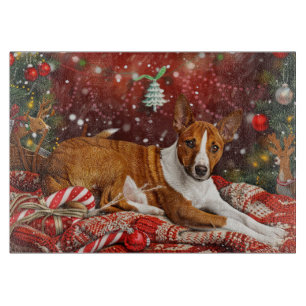 Basenji Dog Christmas Festive Cutting Board
