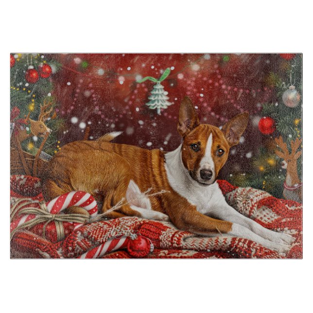 Basenji Dog Christmas Festive  Cutting Board (Front)