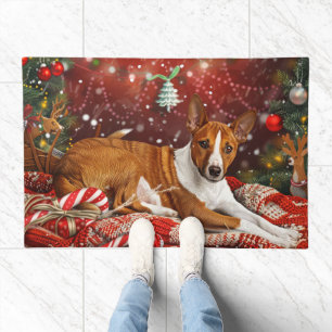 Basenji Dog Christmas Festive Doormat