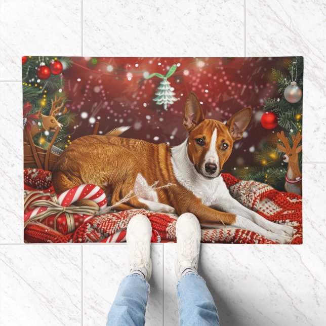 Basenji Dog Christmas Festive  Doormat (Indoor)