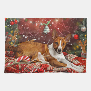 Basenji Dog Christmas Festive Kitchen Towel