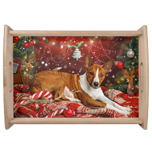 Basenji Dog Christmas Festive Serving Tray