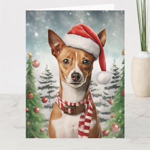 Basenji Dog Christmas Santa Paws Card