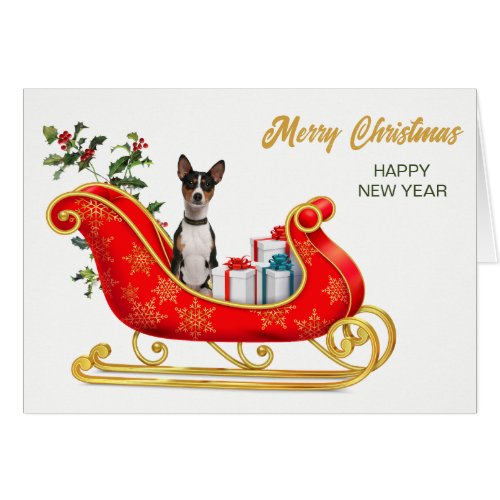 Basenji Dog Christmas Sleigh Card