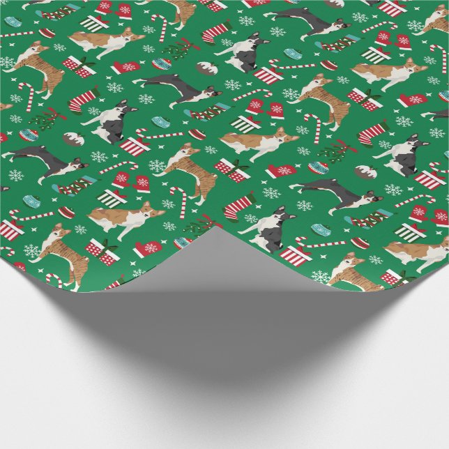Basenji Dog Christmas Wrap Wrapping Paper (Corner)